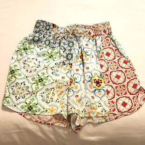 Zara Satin Printed High Waisted Summer Shorts NWT